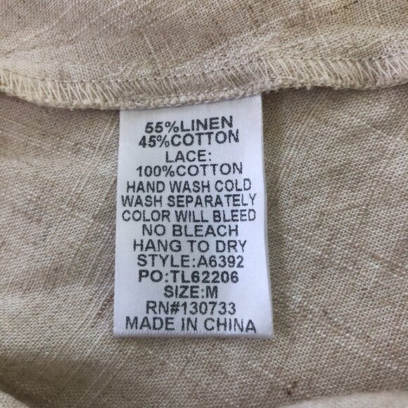 Bad Little Country Girl Tina Linen Blend Dress Crochet Fringe Hem Medium Boho - Picture 9 of 10